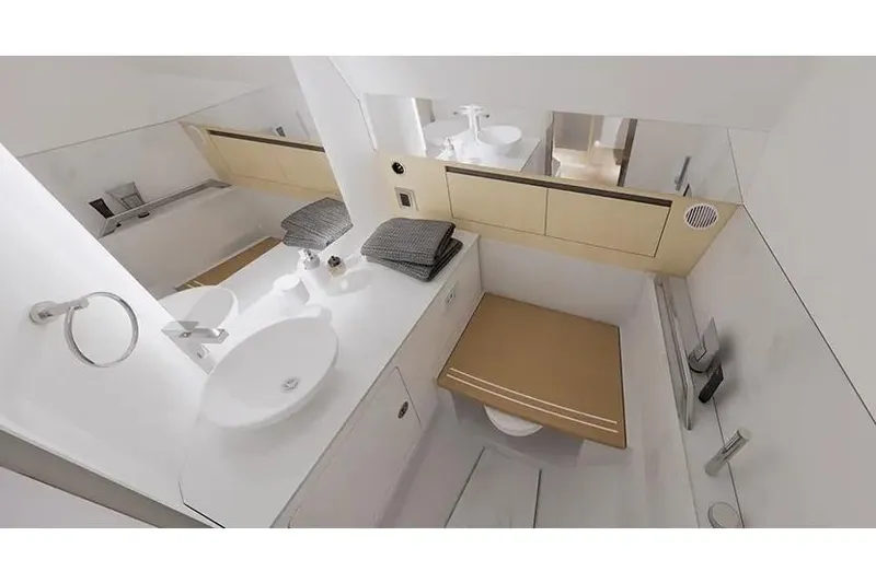 Slide: The Image of Manufacturer Provided Image: Luxurious bathroom in 2026 Aquila 45 Sport yacht, featuring modern fixtures and elegant design. - 10