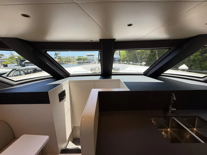 Slide: The Image of Interior view of 2026 Azimut Magellano 25M yacht with modern design and large windows. - 43