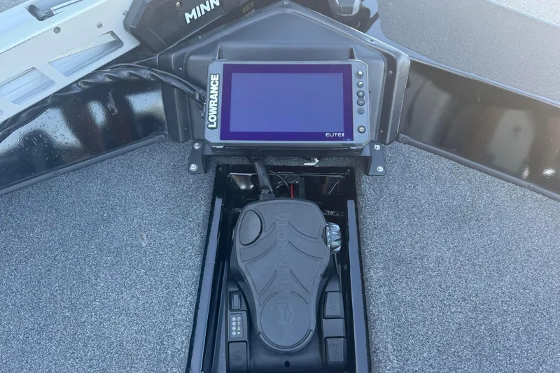 Slide: The Image of 2021 Crestliner XF 179 boat with Lowrance Elite fish finder and Minn Kota foot pedal. - 9