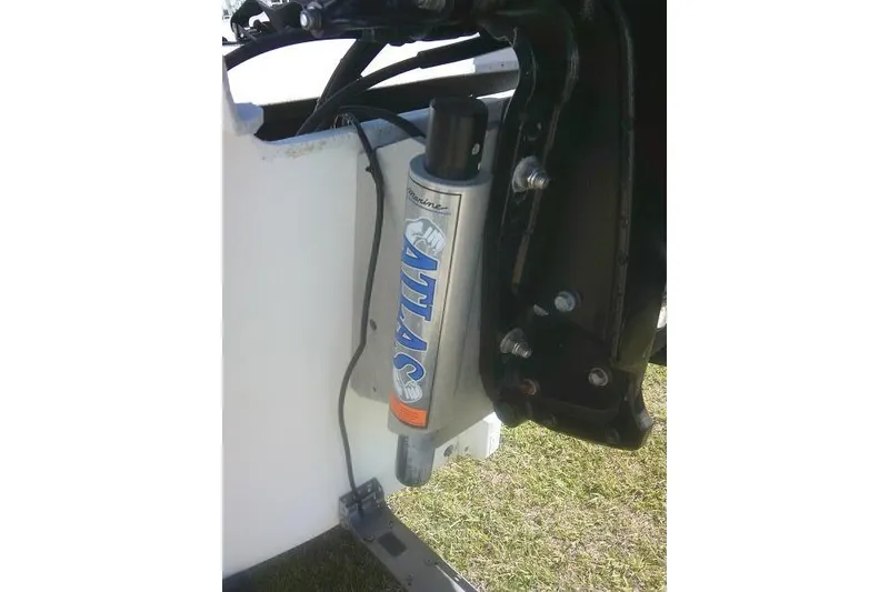 Slide: The Image of Atlas hydraulic jack plate on a 2011 Carolina Skiff 258 DLV boat. - 10
