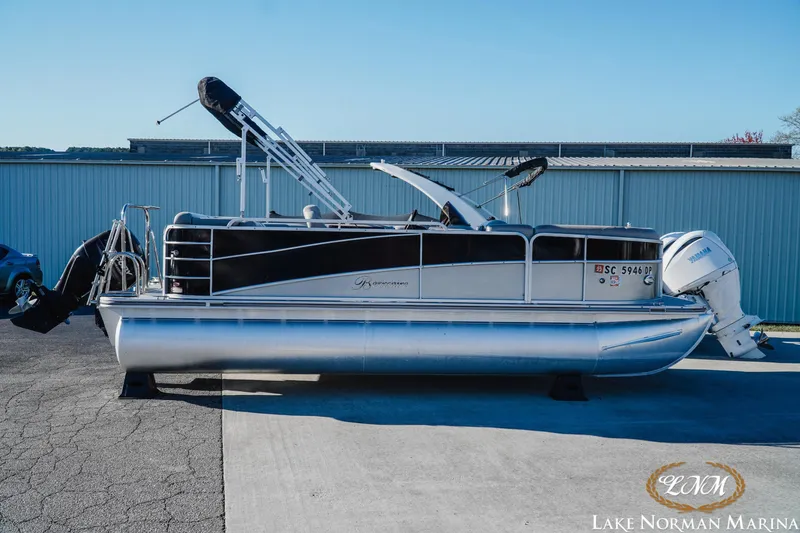 The Image of 2013 Berkshire 190CL pontoon boat with Yamaha outboard motor at Lake Norman Marina. - 1
