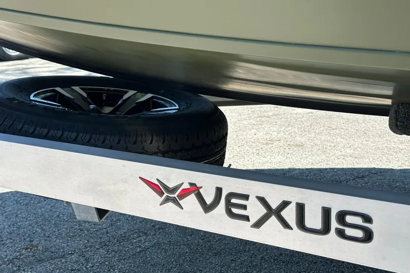 Slide: The Image of 2026 Vexus ACX 2000 boat trailer with spare tire, showcasing brand logo. - 30