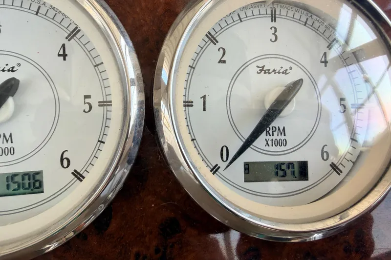 Slide: The Image of Close-up of Faria RPM gauges on a 2005 Regal 3350 Sport Cruiser. - 39