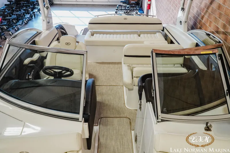 Slide: The Image of 2021 Cobalt R5 boat interior with luxurious seating at Lake Norman Marina. - 17