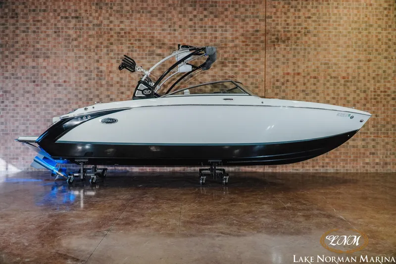 The Image of 2020 Cobalt R7 Surf boat displayed indoors at Lake Norman Marina. - 1
