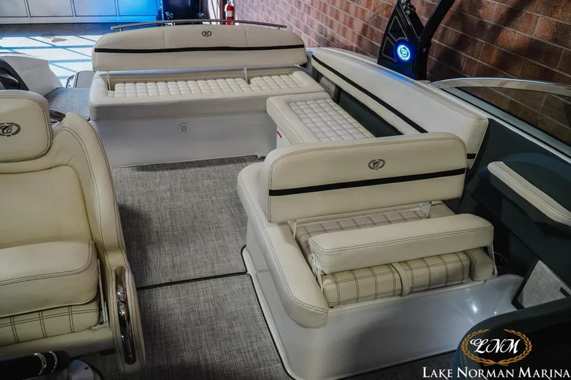 Slide: The Image of 2020 Cobalt R7 Surf boat interior with luxurious seating at Lake Norman Marina. - 25