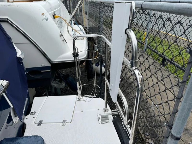 Slide: The Image of 2018 Ranger Tugs R-31S Ranger Tug stern deck with stainless steel railings. - 8