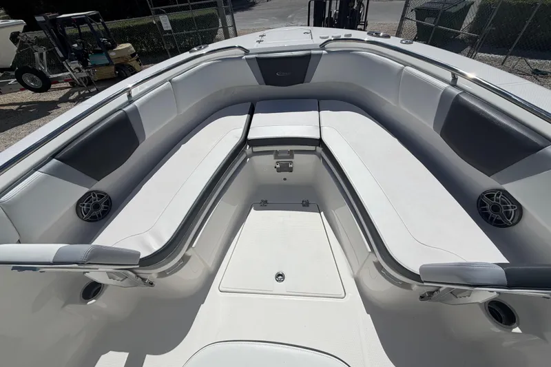 Slide: The Image of 2020 Robalo R272 Center Console boat interior with spacious seating and modern design. - 9