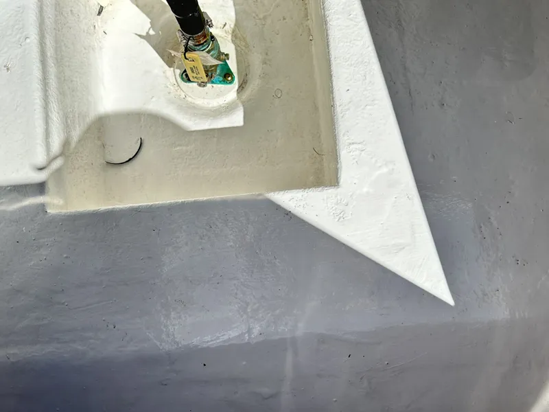 Slide: The Image of Close-up of Intrepid 475 Sport Yacht 2018, white surface detail. - 32