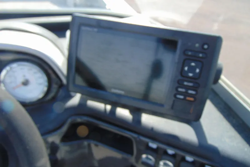 Slide: The Image of Dashboard of 2018 Crestliner 1850 Raptor WT with fishfinder and gauge. - 11