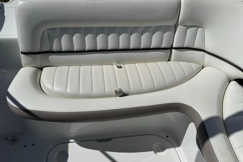 Slide: The Image of White leather seating on a 2005 Cobalt 240 boat, showcasing elegant design and comfort. - 3