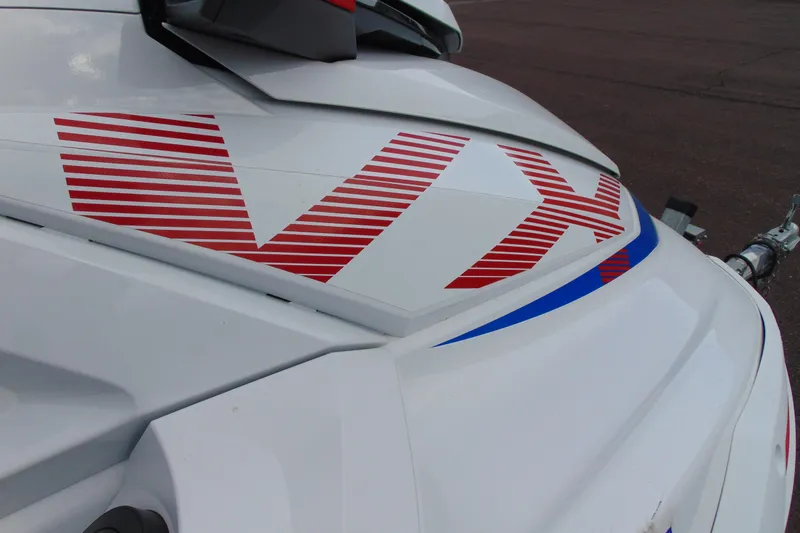 Slide: The Image of 2022 Yamaha WaveRunner VX Deluxe with bold red graphics on white body. - 8