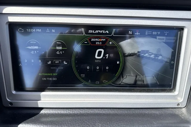 Slide: The Image of 2022 Supra SA 450 dashboard display showing speed, pitch, roll, and navigation details. - 15
