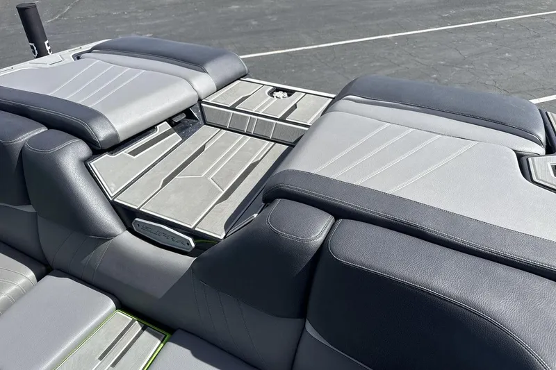 Slide: The Image of 2022 Supra SA 450 boat interior with sleek, modern seating and stylish design. - 19