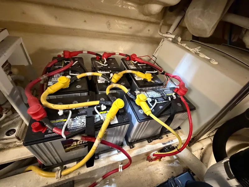 Slide: The Image of Batteries in the engine room of a 2009 Tiara Yachts 4300 Sovran. - 41