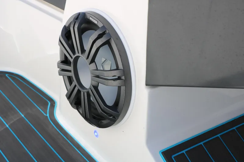 Slide: The Image of 2022 Bayliner VR5 Bowrider I/O with Kicker speaker and stylish flooring. - 26