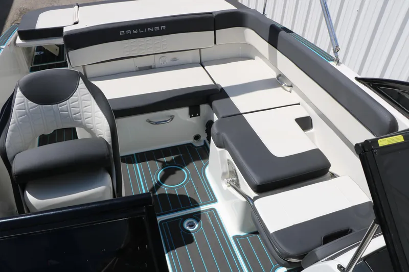 Slide: The Image of 2022 Bayliner VR5 Bowrider I/O interior with sleek seating and modern design. - 29