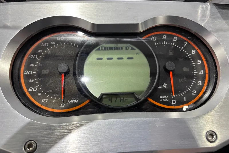 Slide: The Image of Dashboard of 2023 Scarab 165 ID showing speedometer and tachometer. - 9
