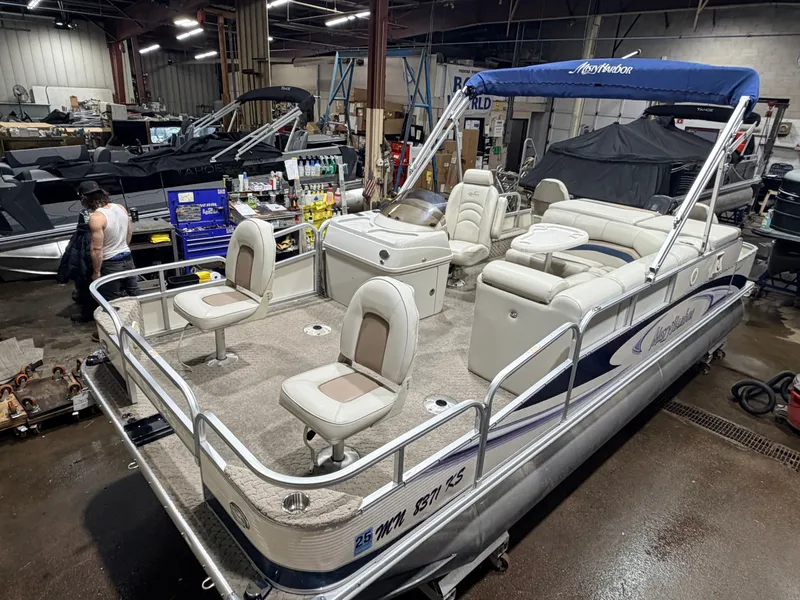 The Image of 2010 Misty Harbor pontoon boat indoors, model 2085DF, 50HP Mercury4Stroke. - 1