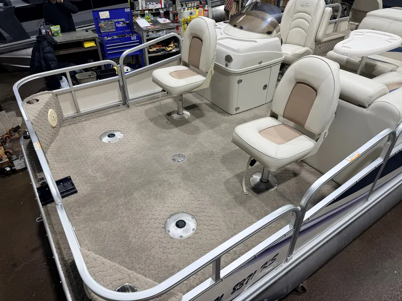 Slide: The Image of 2010 Misty Harbor pontoon boat with seating and helm console. - 10