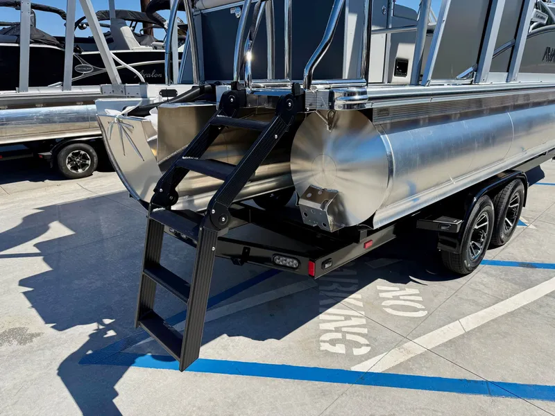 Slide: The Image of Avalon Catalina Cruise Funship 2026 with 200HP Mercury, 25 feet, on trailer. - 4
