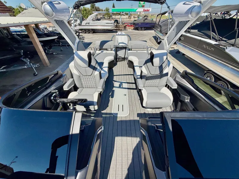 Slide: The Image of Avalon Excalibur LTD Quad Lounger Shift Windshield - 27 FT w/ 425HP Mercury V10! 2026 - 13
