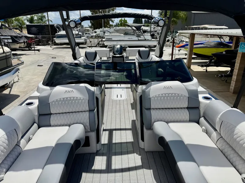 Slide: The Image of Avalon Excalibur LTD Quad Lounger Shift Windshield - 25 FT w/ 400HP Mercury V10! 2026 - 13