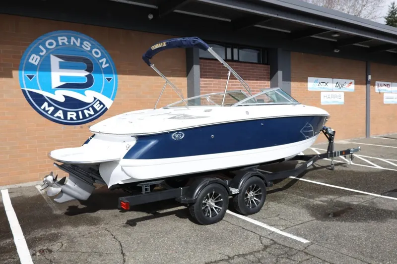 Slide: The Image of 2005 Cobalt 200 boat on trailer at Bjornson Marine dealership. - 13