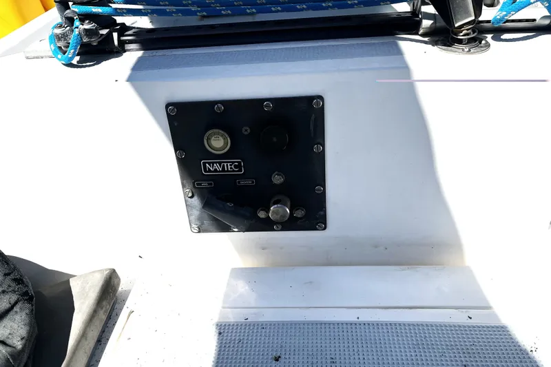 Slide: The Image of Control panel on a 1987 Macintosh Center Cockpit sailboat with Navtec system. - 31