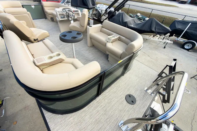 Slide: The Image of 2026 Godfrey Sweetwater Xperience 22' Split Bench Pontoon with luxurious seating and modern design. - 25