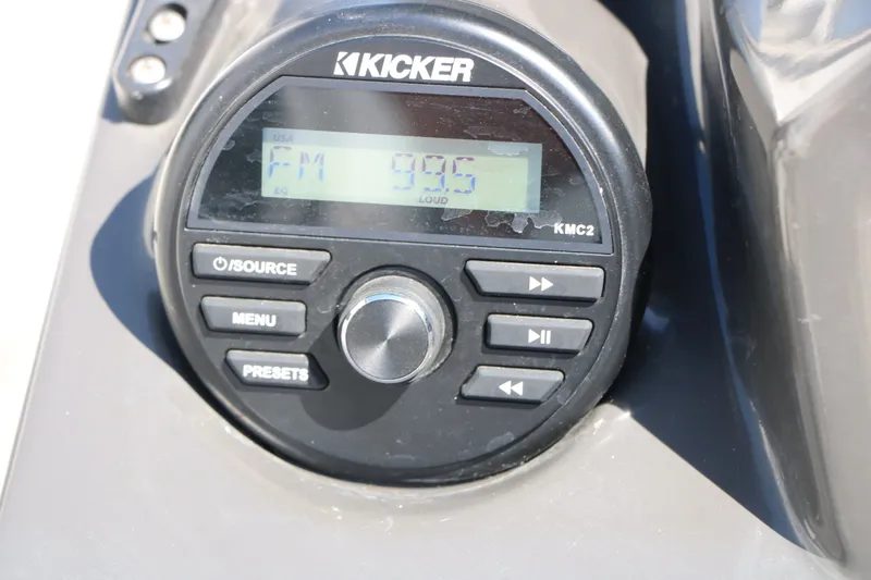 Slide: The Image of Kicker KMC2 radio on 2022 Bayliner VR5 boat. - 22