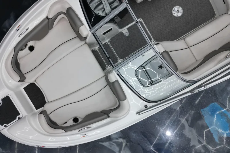 Slide: The Image of 2008 Yamaha Boats 212X interior with sleek seating and modern design. - 3