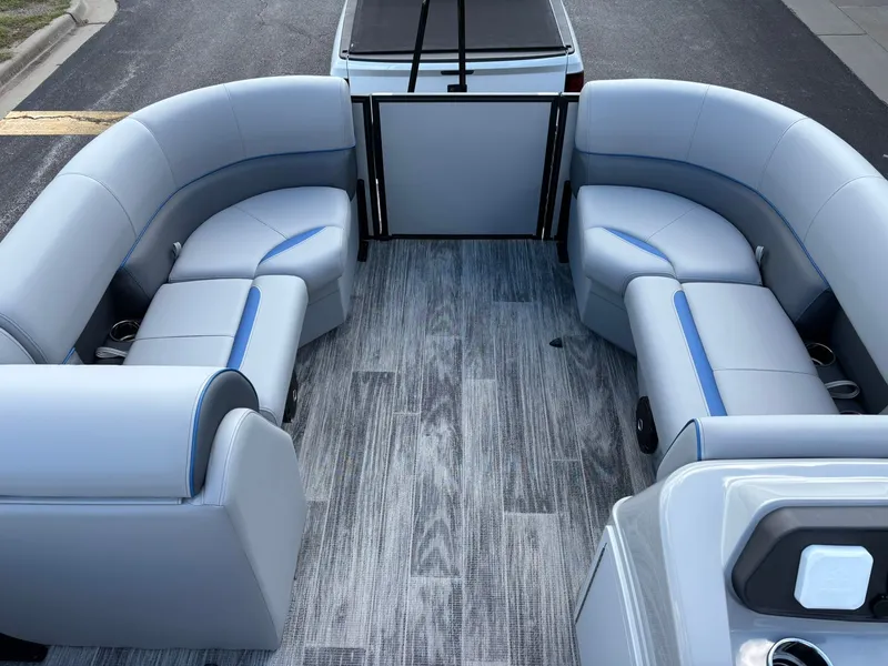 Slide: The Image of Interior of 2026 Bentley Pontoons 223 Bolt with gray seating. - 14