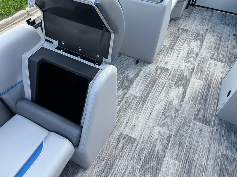 Slide: The Image of Interior of 2026 Bentley Pontoons 223 Bolt with gray flooring. - 24