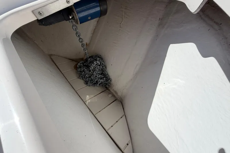 Slide: The Image of Anchor chain compartment of 2005 Tiara Yachts 3600 Sovran boat. - 8