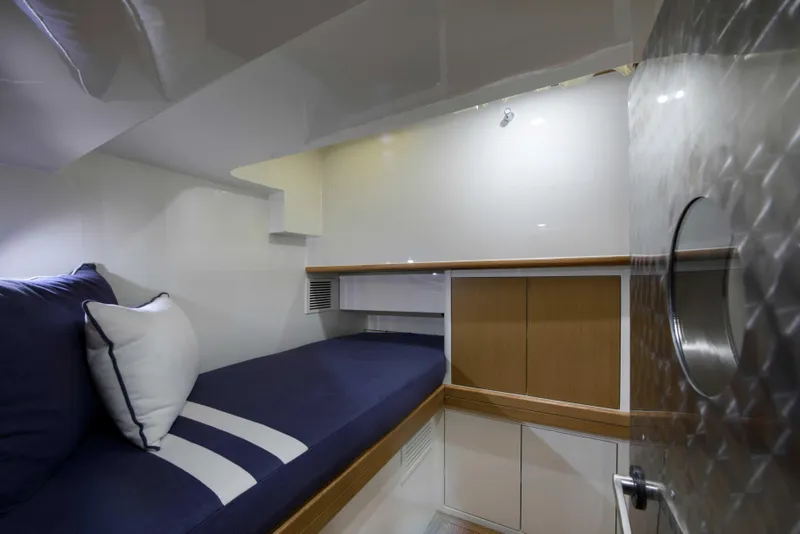 Slide: The Image of Luxurious cabin interior of 2025 Vicem 65 Classic yacht with cozy bedding. - 15