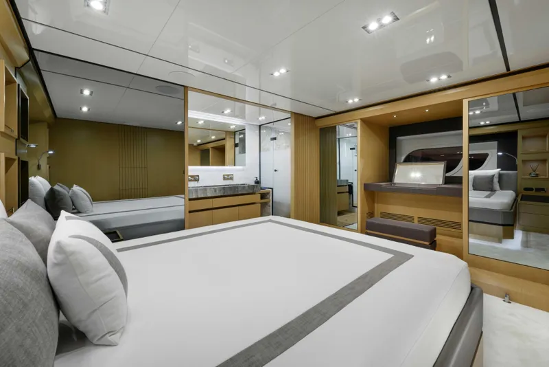 Slide: The Image of Luxurious interior of 2025 Vicem 65 Classic yacht with modern design and elegant furnishings. - 9