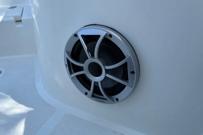 Slide: The Image of Speaker installed on a 2026 Mako 24 APEX boat, showcasing marine audio equipment. - 32