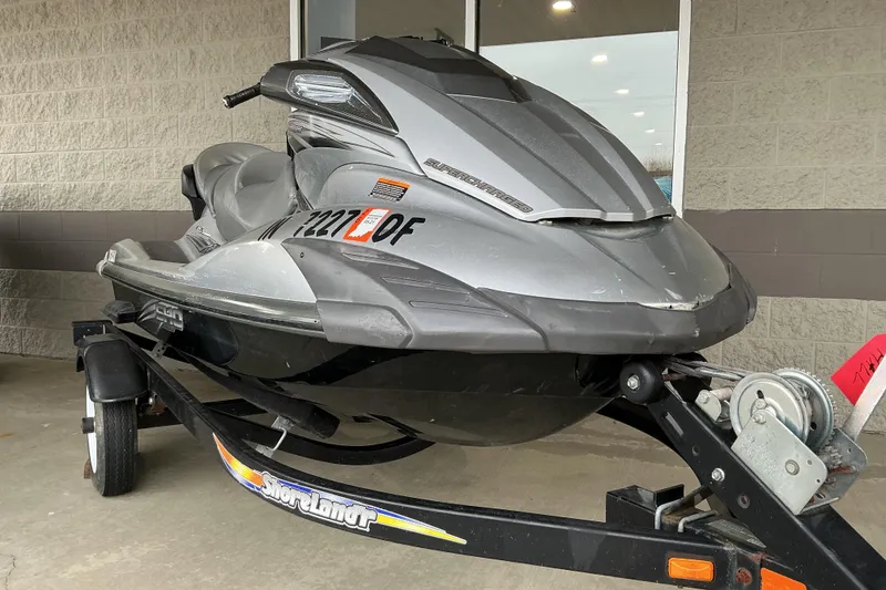 Slide: The Image of 2008 Yamaha WaveRunner FX Cruiser SHO on trailer, parked outside a building. - 3