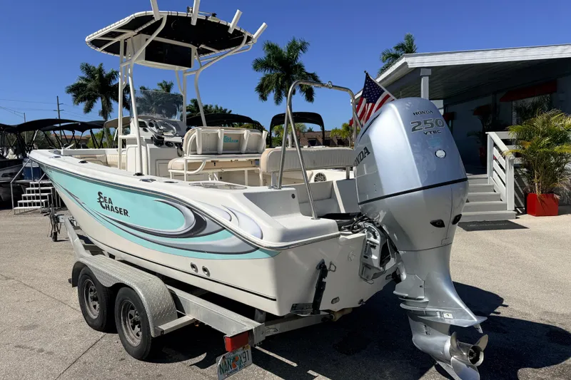 Slide: The Image of 2015 Sea Chaser 22 HFC boat on trailer with Honda 250 VTEC engine. - 12