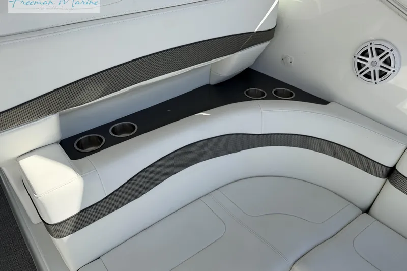 Slide: The Image of Luxurious seating area on 2018 Formula 34 Performance Cruiser with cup holders and speaker. - 19
