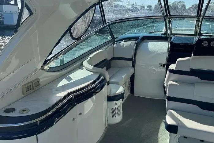 Slide: The Image of Interior of a 2017 Formula 400 Super Sport yacht with sleek seating and modern design. - 22