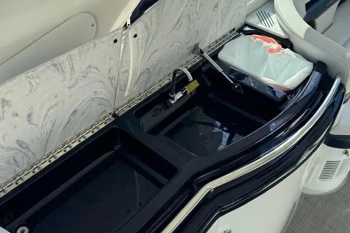 Slide: The Image of 2017 Formula 400 Super Sport yacht interior with sink and trash compartment. - 24