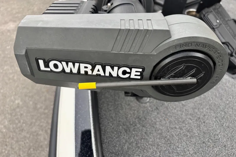 Slide: The Image of Lowrance device on 2023 Ranger Z520R boat, featuring navigation technology. - 3