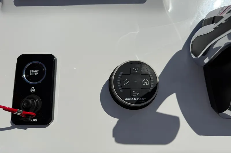 Slide: The Image of Control panel of 2026 Shallow Sport 25 X3 boat with SeaStar system. - 41