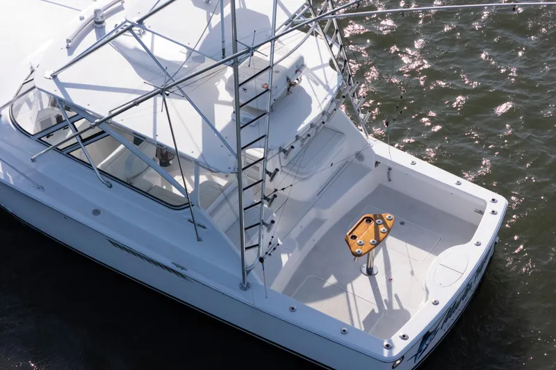 Slide: The Image of 2015 Ocean Yachts 37 Express boat on water, aerial view. - 5