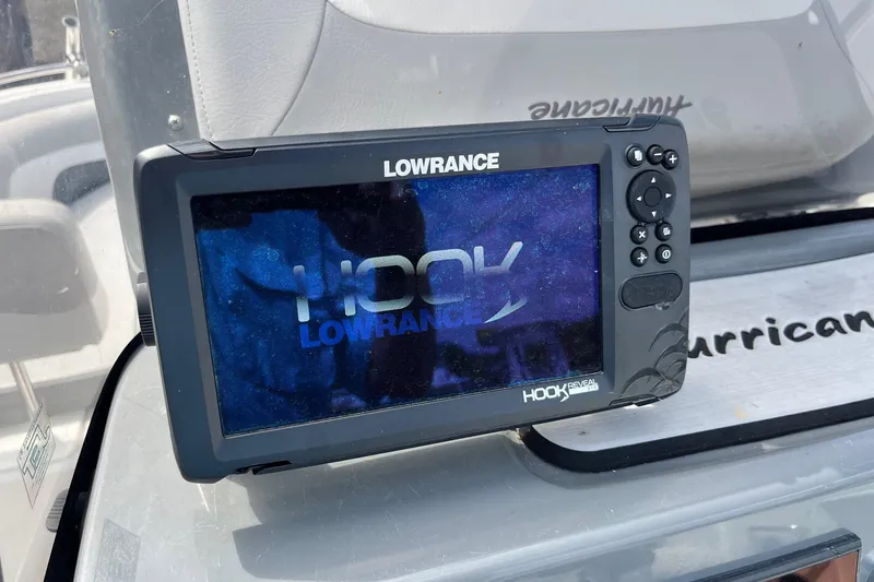 Slide: The Image of Lowrance Hook Reveal fish finder on 2020 Hurricane Center Console 19 OB boat. - 3