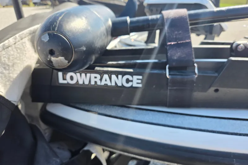 Slide: The Image of Fishing equipment on a 2023 Nitro Z20 boat with Lowrance branding. - 3