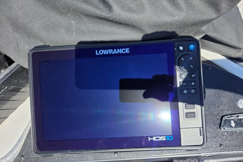 Slide: The Image of Lowrance HDS10 fishfinder on a 2023 Nitro Z20 boat dashboard. - 5