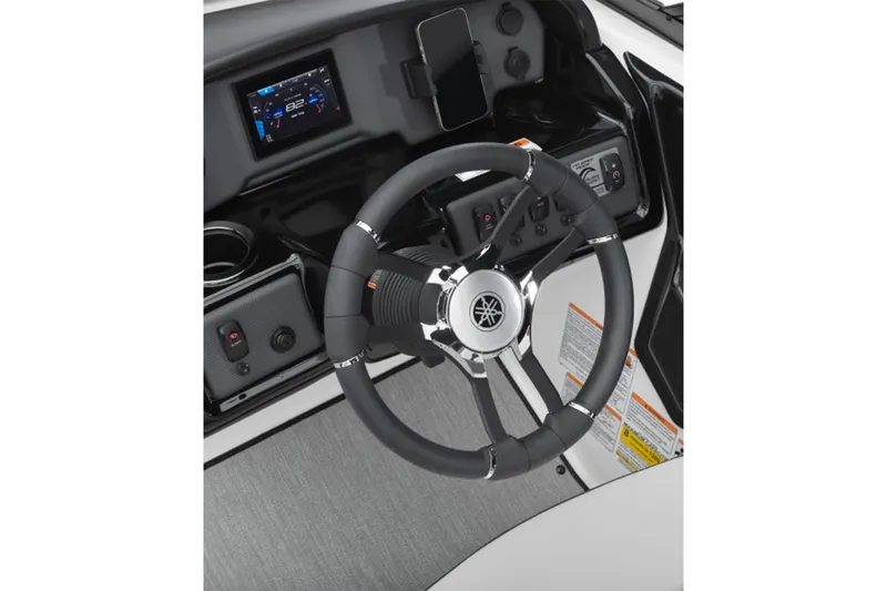 Slide: The Image of Yamaha AR195 2026 steering console with wheel and display. - 5
